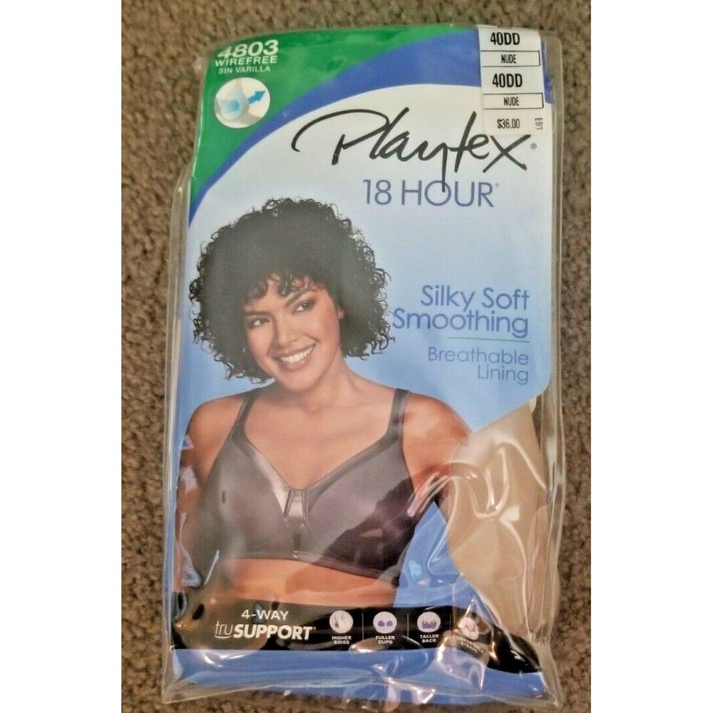 Women's Bra Playtex 18 Hour Silky Smoothing Breathable 4 Way Support Nude 40DD